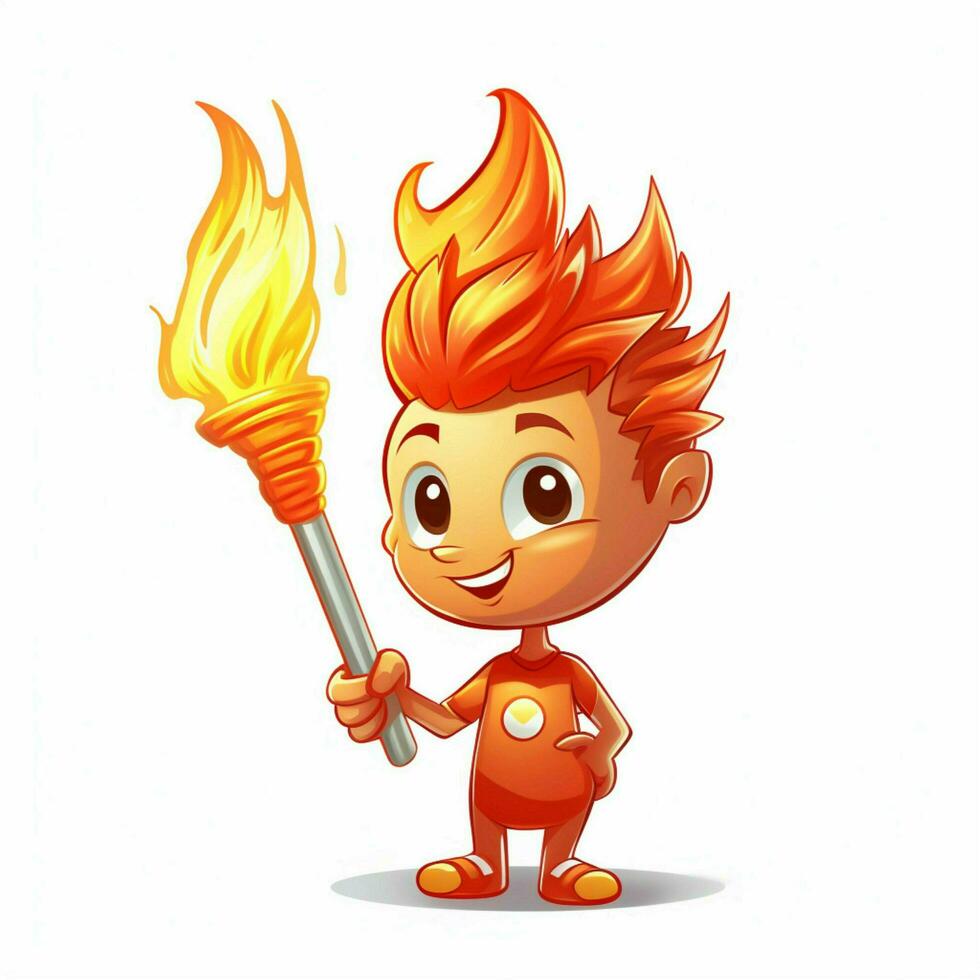 Torch 2d cartoon illustraton on white background high qual photo