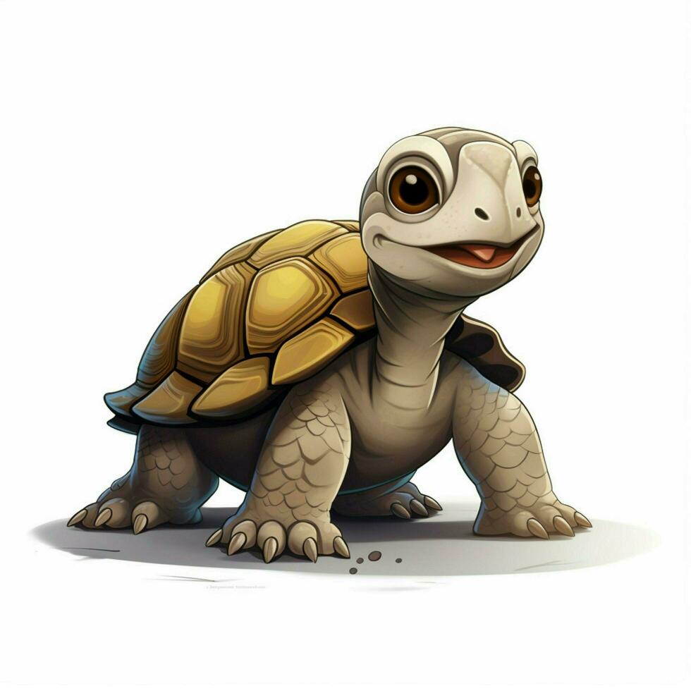 tortuga 2d dibujos animados vector ilustración en blanco antecedentes foto