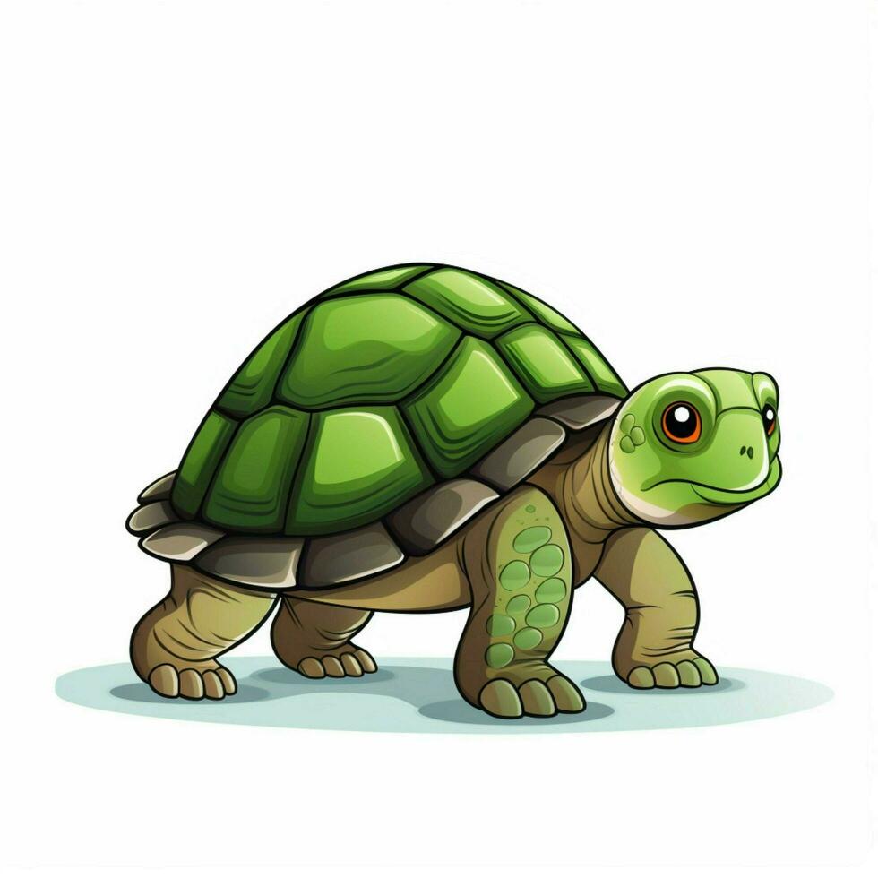 Tortoise 2d cartoon vector illustration on white backgroun photo