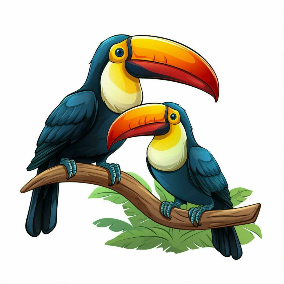 Toucans 2d cartoon illustraton on white background high qu photo