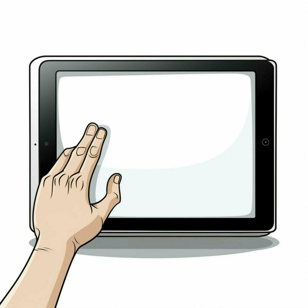 Touchscreen 2d cartoon vector illustration on white backgr photo