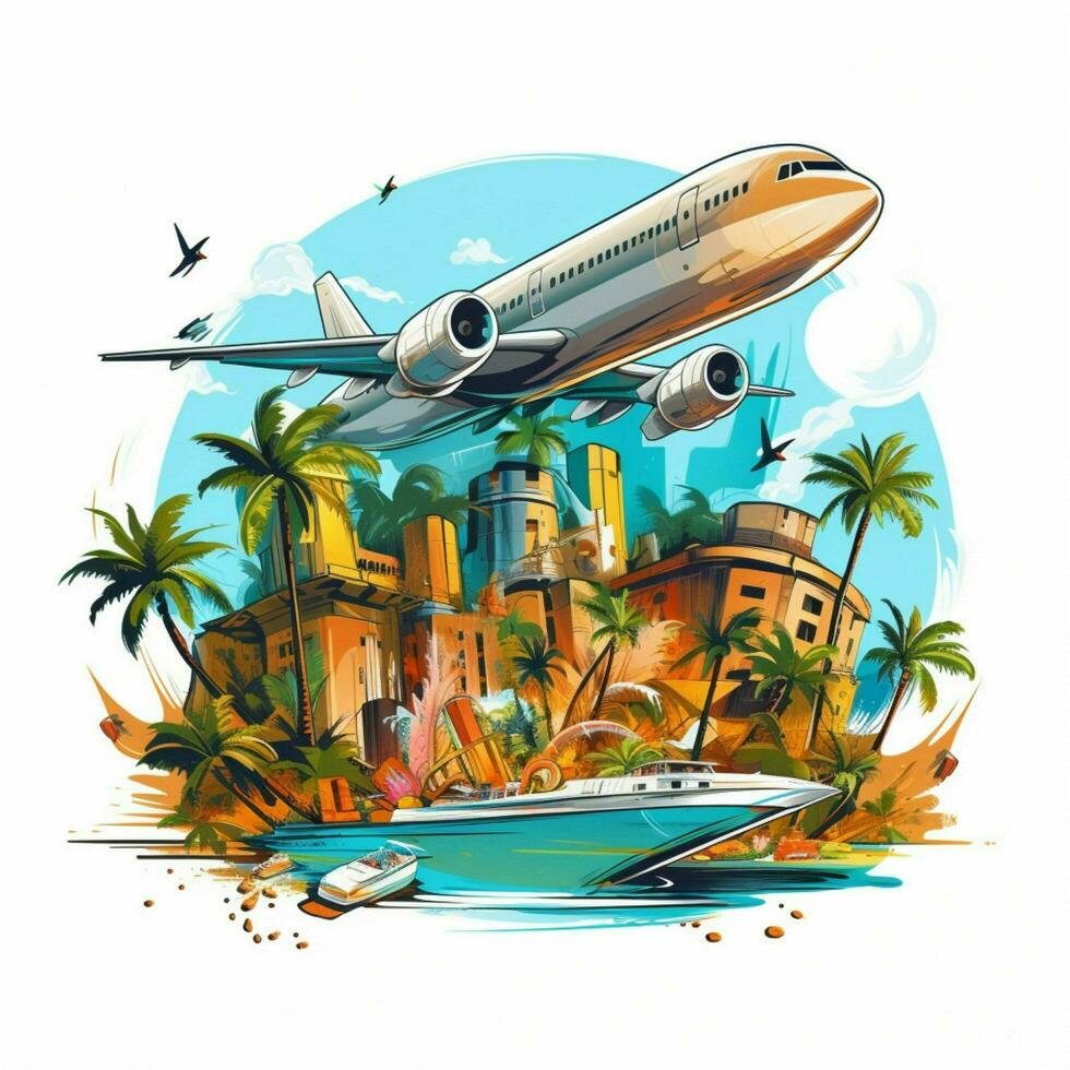 Tourism 2d cartoon vector illustration on white background photo