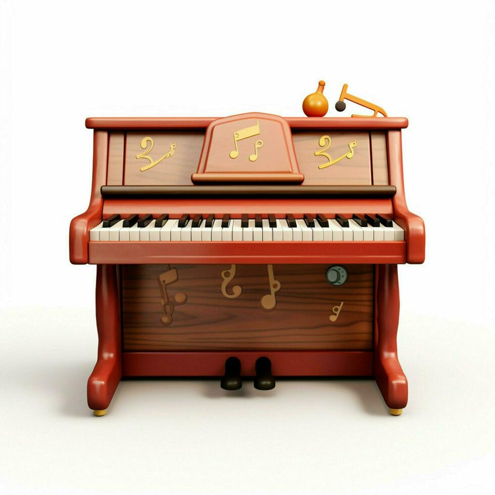 Toy piano 2d cartoon illustraton on white background high photo