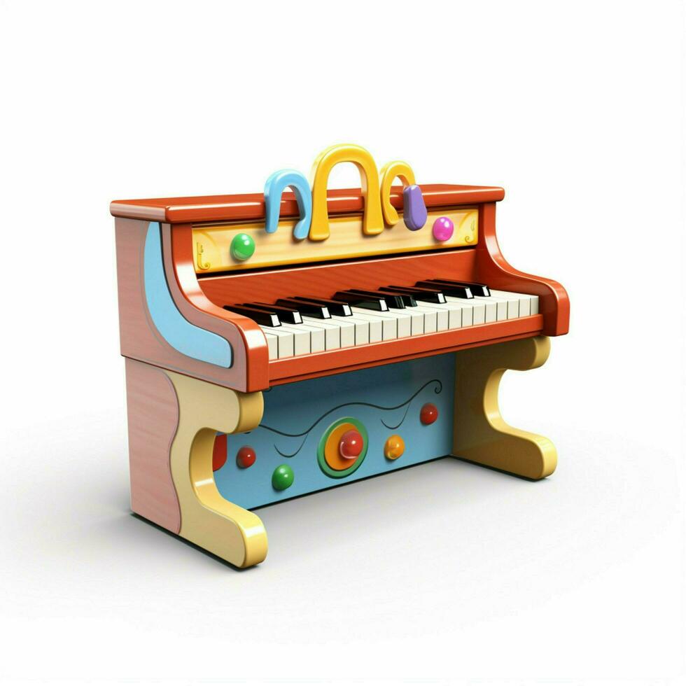 Toy piano 2d cartoon illustraton on white background high photo