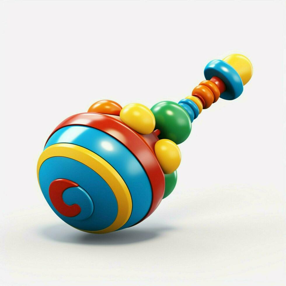 Toy rattle 2d cartoon illustraton on white background high photo