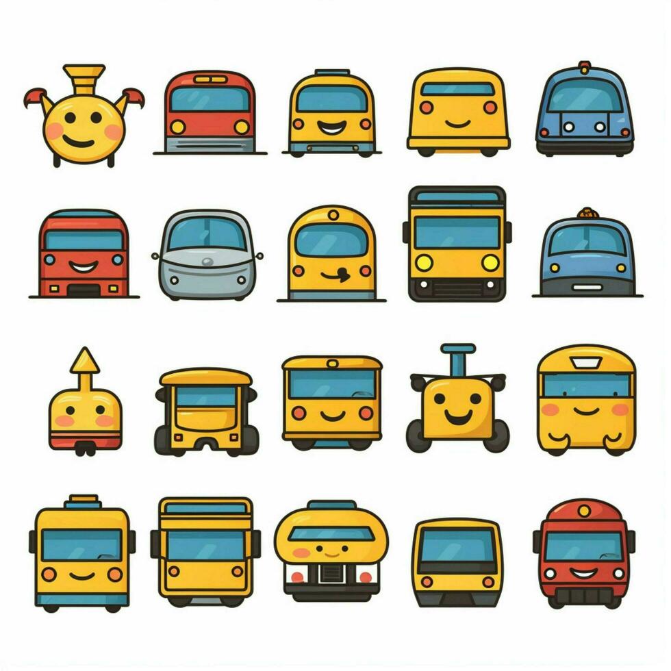 Transport Emojis 2d cartoon vector illustration on white b photo