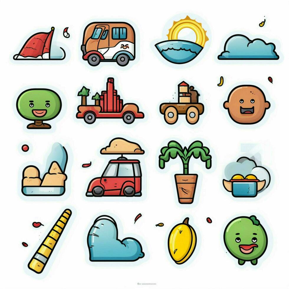 Travel and Places Emojis 2d cartoon vector illustration on photo