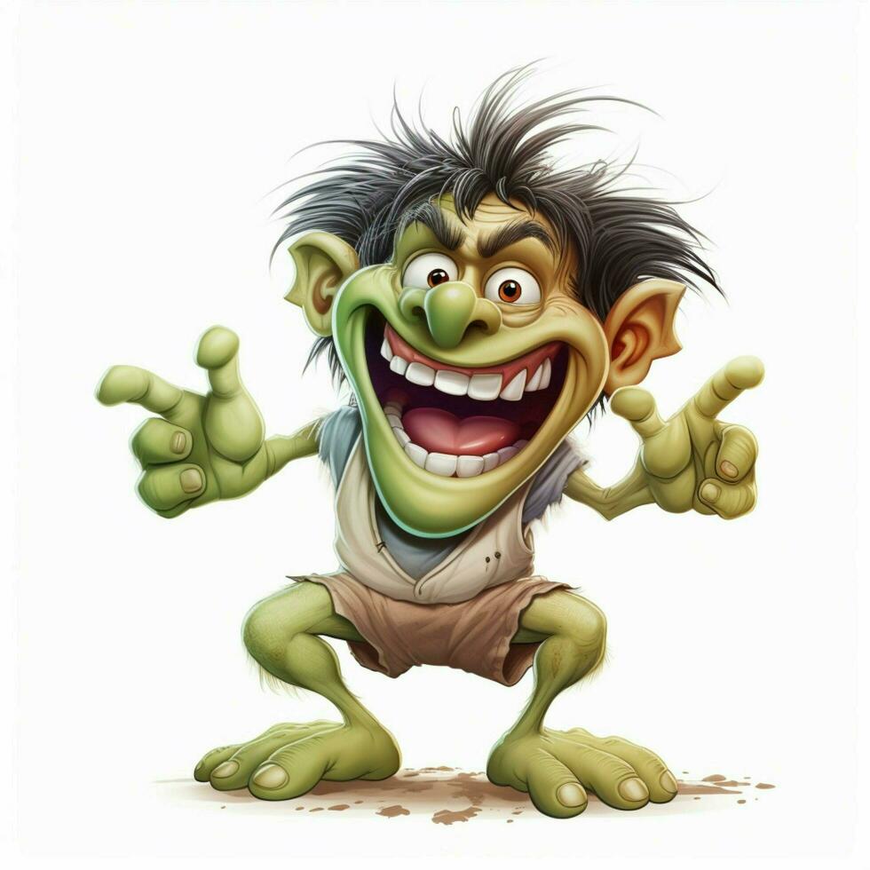 Troll 2d cartoon illustraton on white background high qual photo