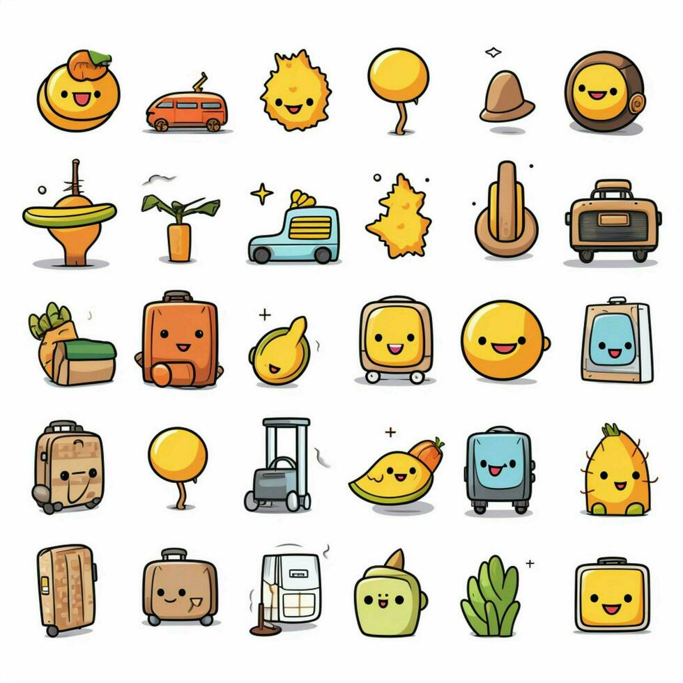 Travel and Places Emojis 2d cartoon vector illustration on photo