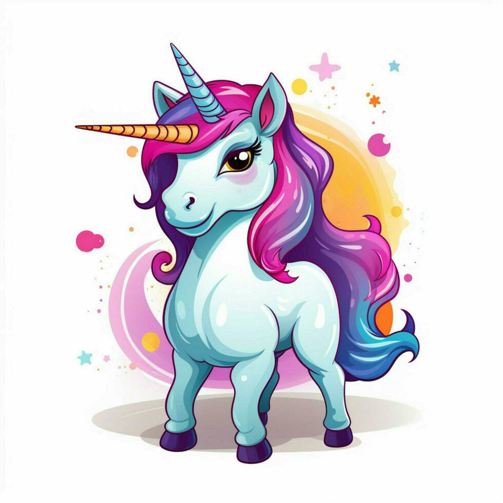 unicornio 2d dibujos animados vector ilustración en blanco antecedentes foto