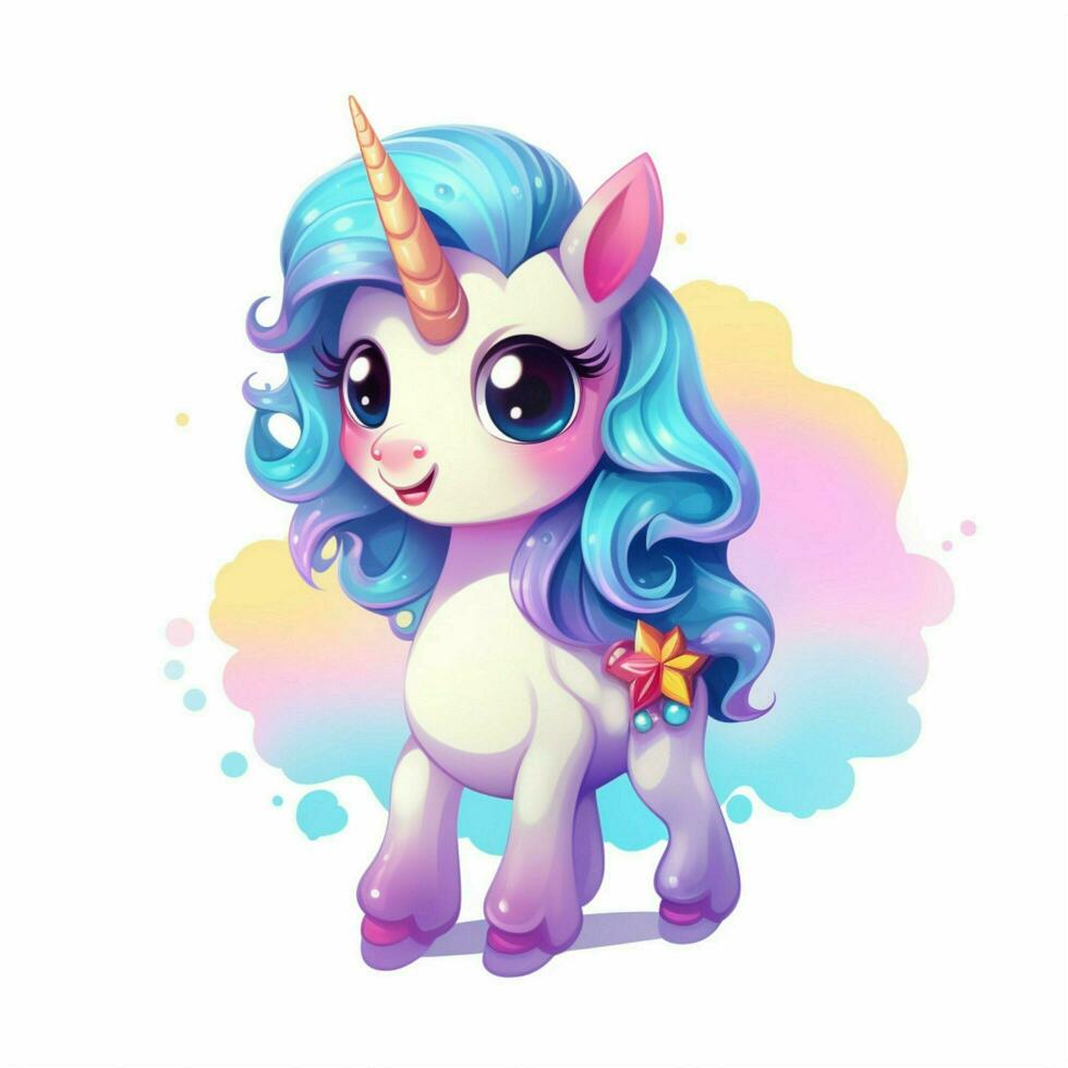 unicornio 2d dibujos animados vector ilustración en blanco antecedentes foto