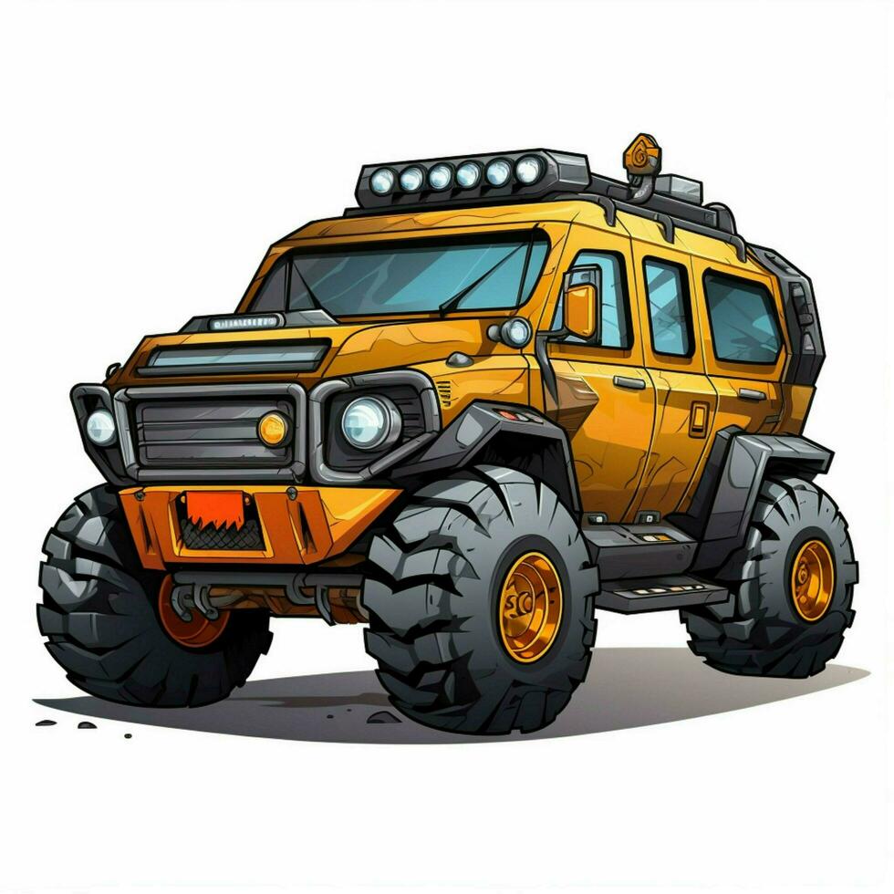 Vehicle 2d cartoon vector illustration on white background photo