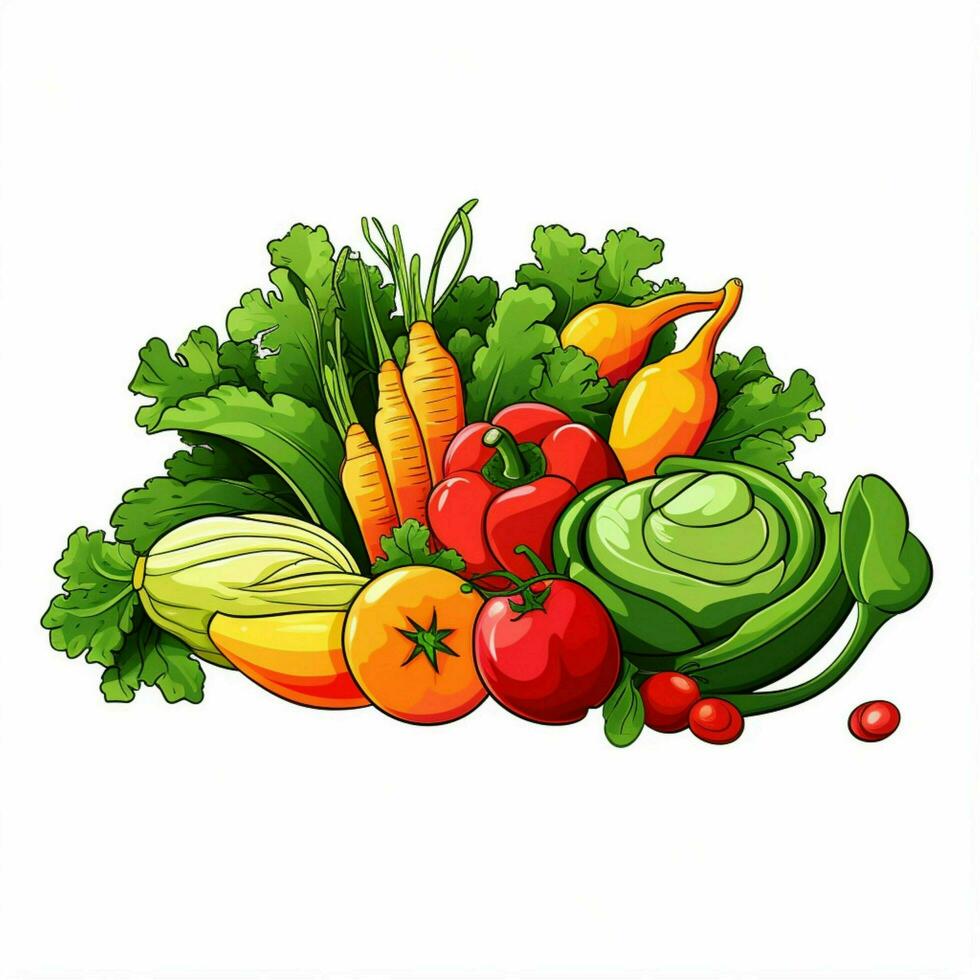 Vegetable 2d cartoon vector illustration on white backgrou photo