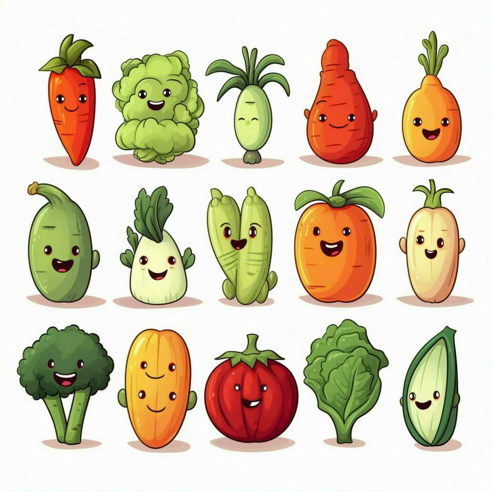 Vegetable 2d cartoon vector illustration on white backgrou photo