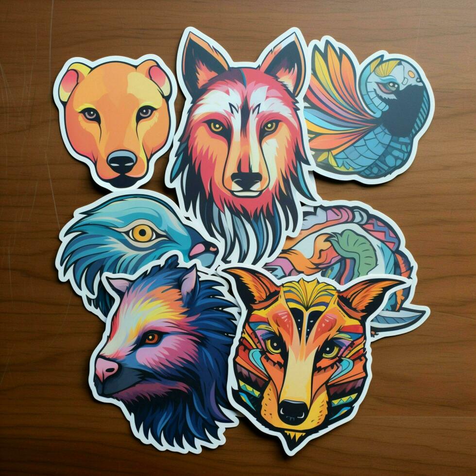 Vibrant and playful animal stickers photo