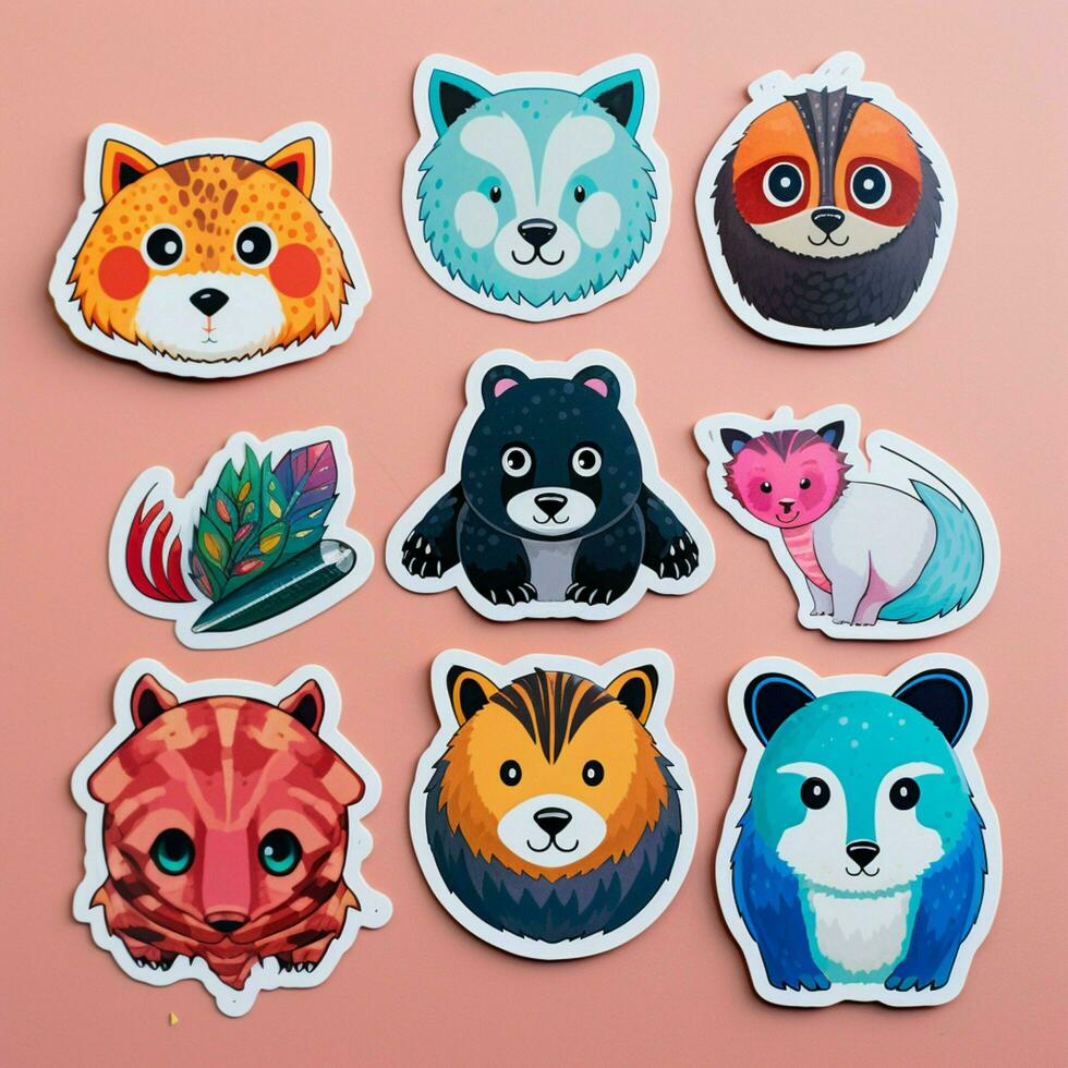 Vibrant and playful animal stickers photo