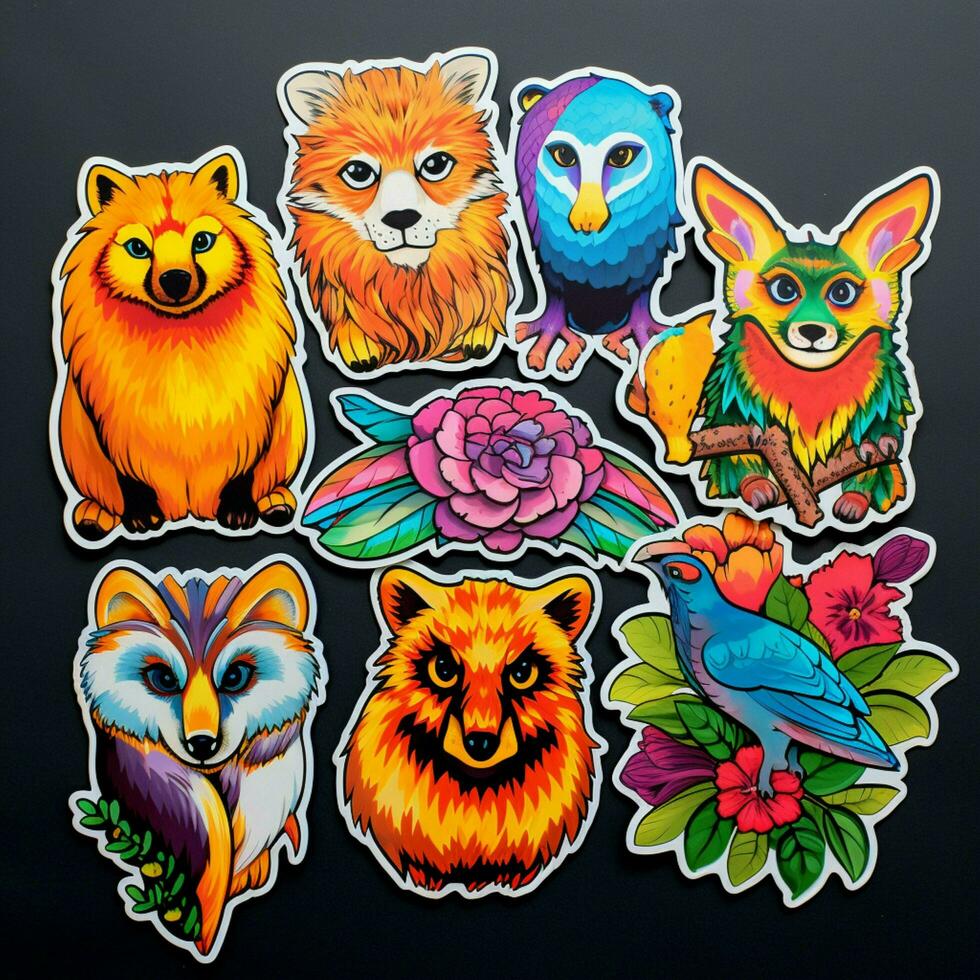 Vibrant and playful animal stickers photo