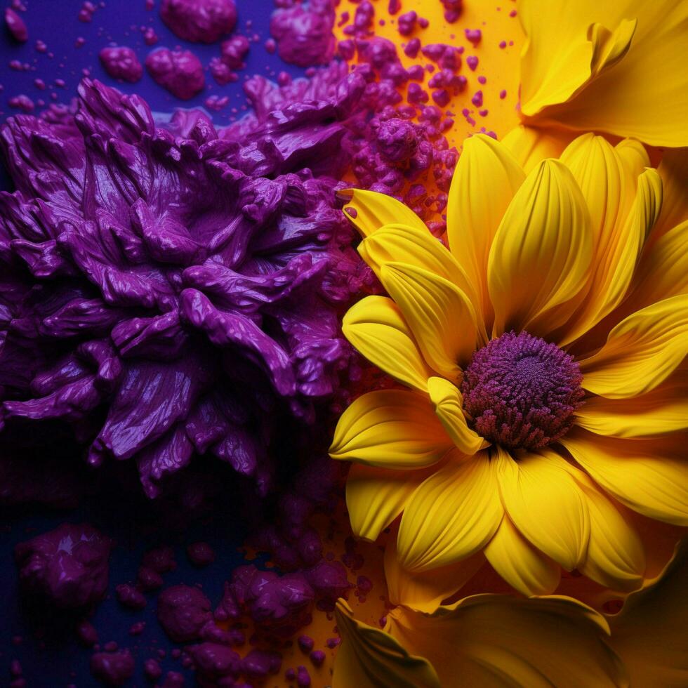 vibrant yellow vs dark purple high quality photo