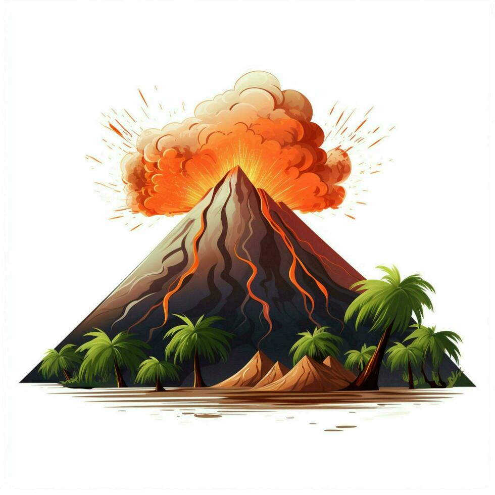 Volcano 2d cartoon vector illustration on white background photo