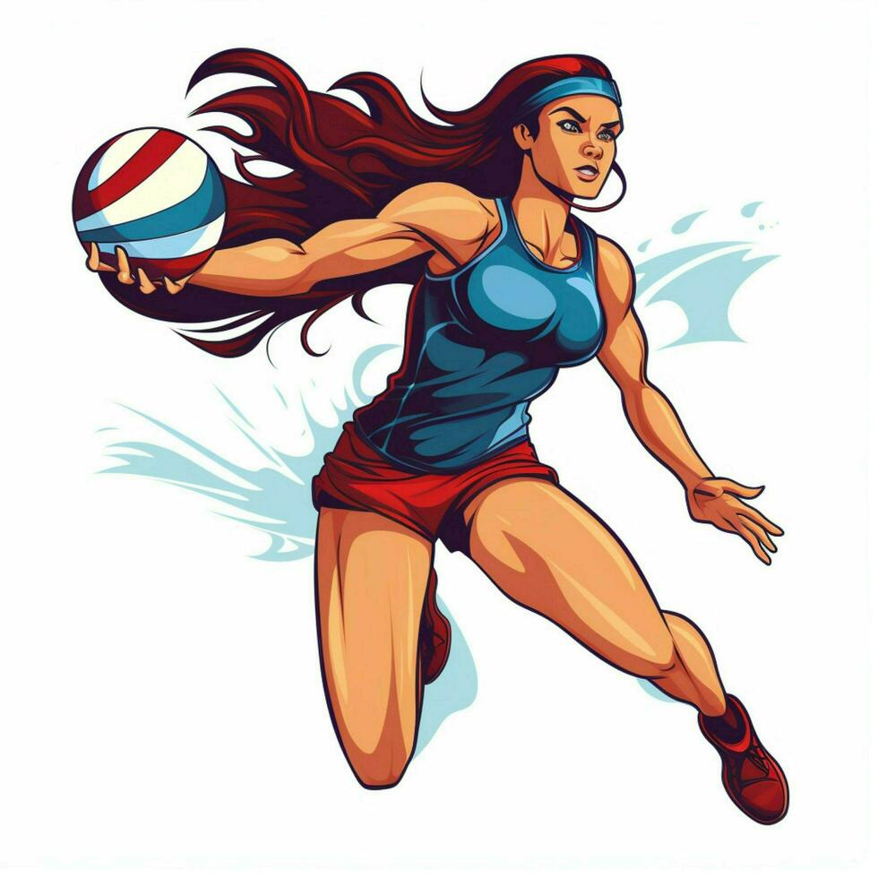 Volleyball 2d cartoon vector illustration on white backgro photo