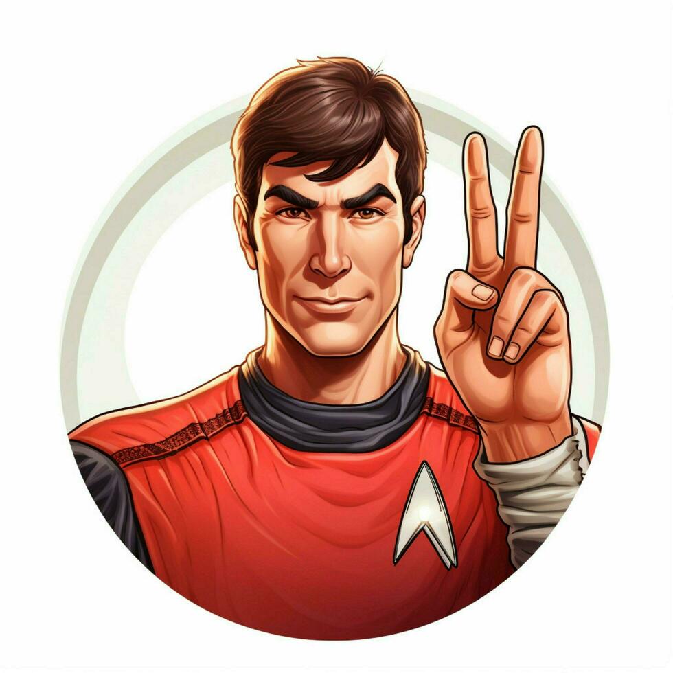 Vulcan Salute 2d cartoon illustraton on white background h photo