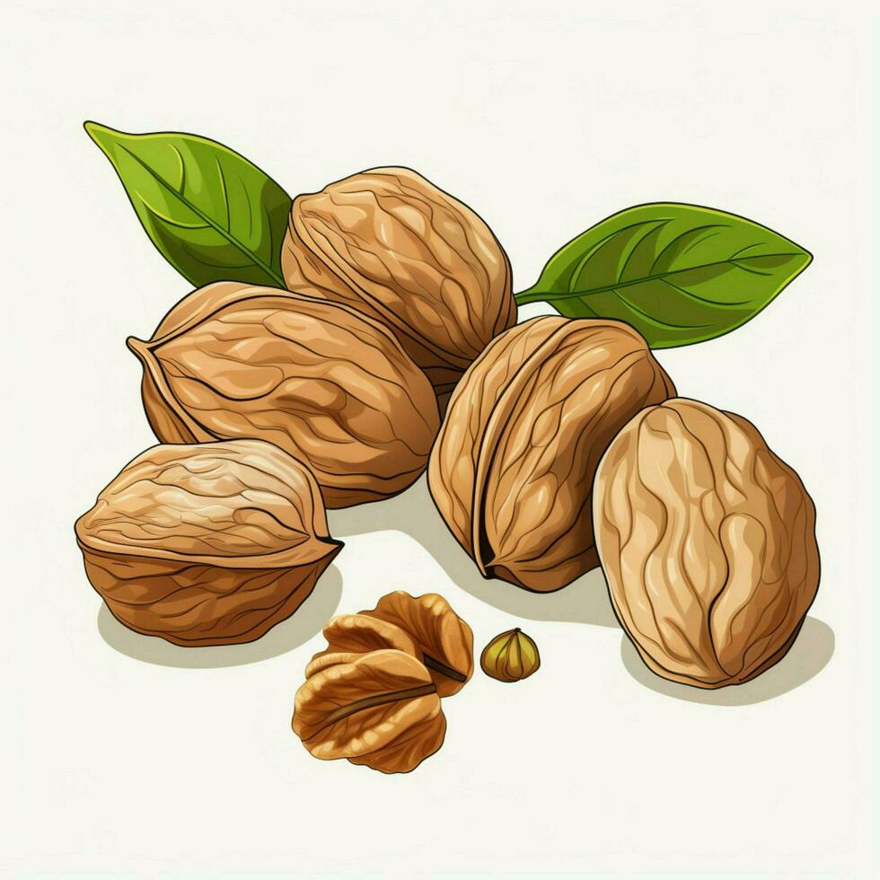 Walnuts 2d vector illustration cartoon in white background photo