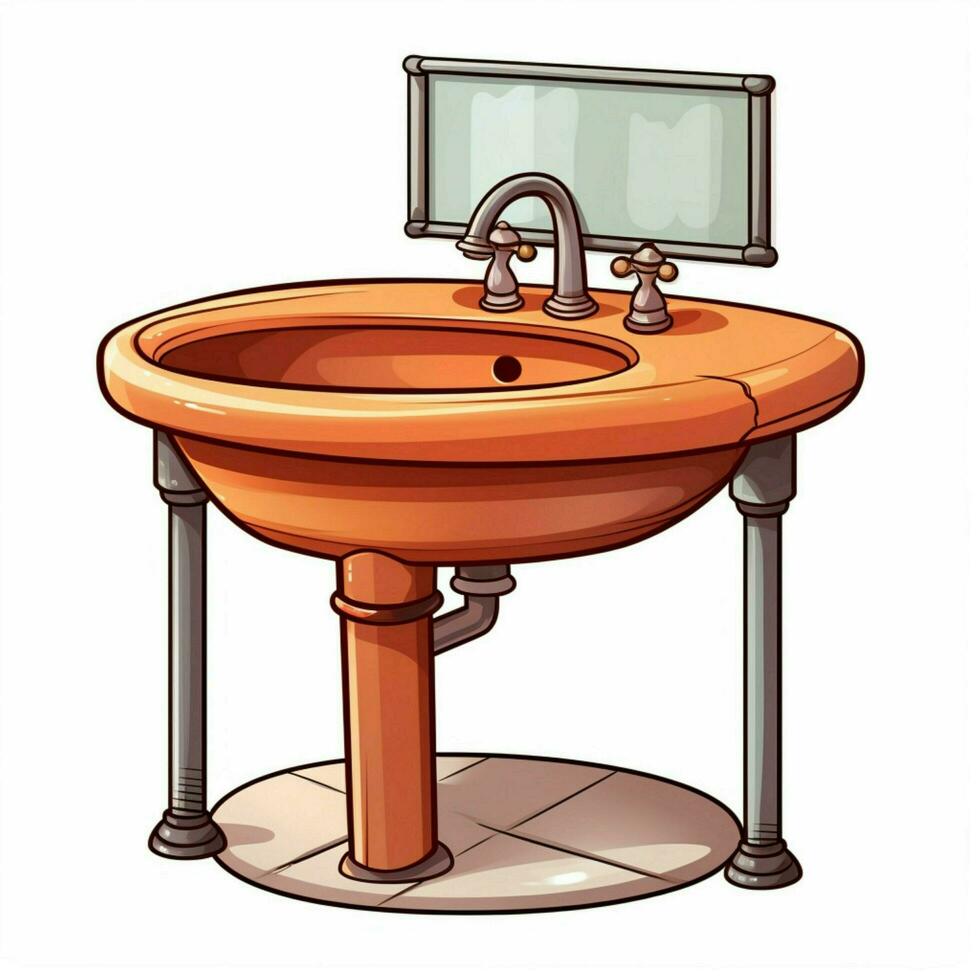 Washbasin 2d cartoon illustraton on white background high photo