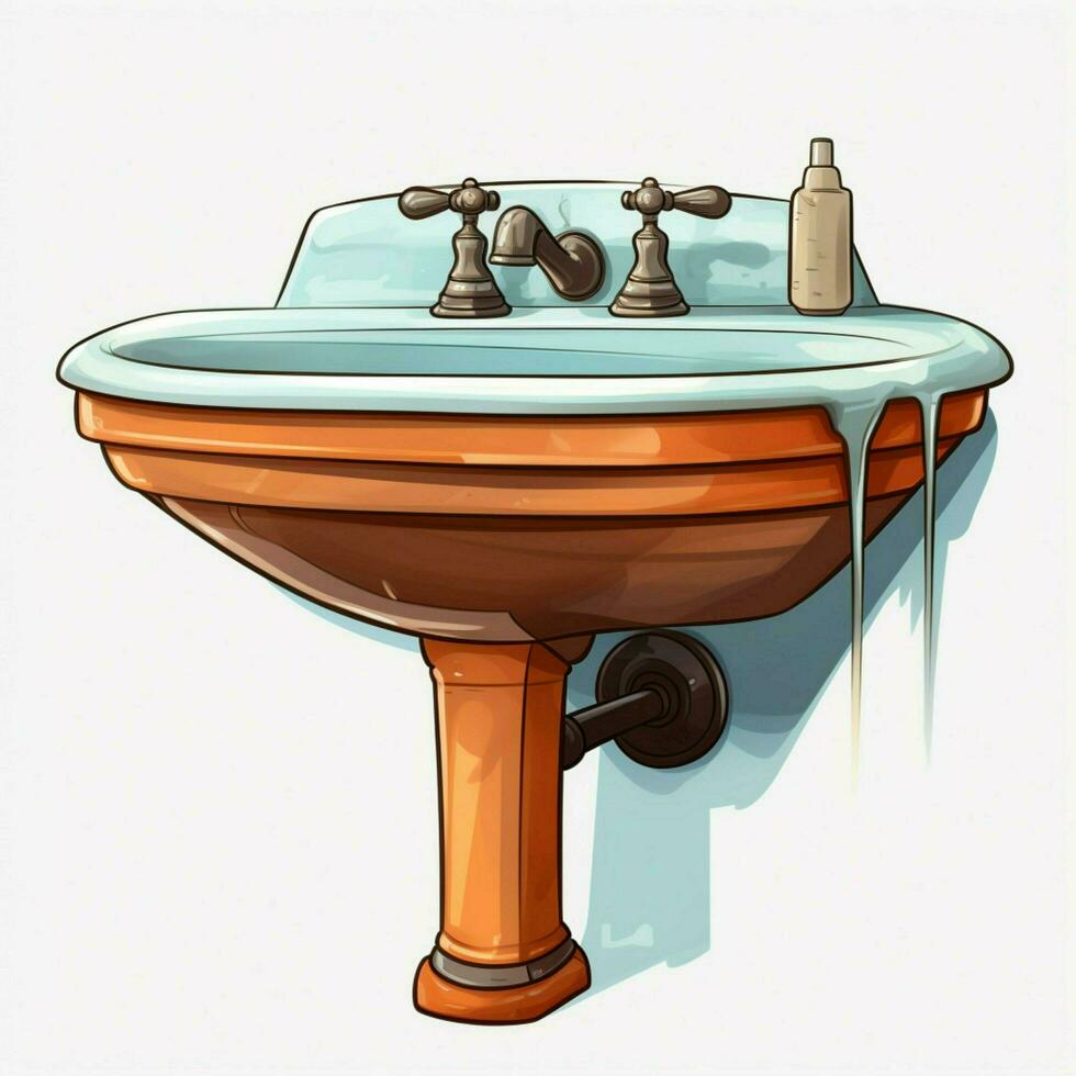 Washbasin 2d cartoon illustraton on white background high photo