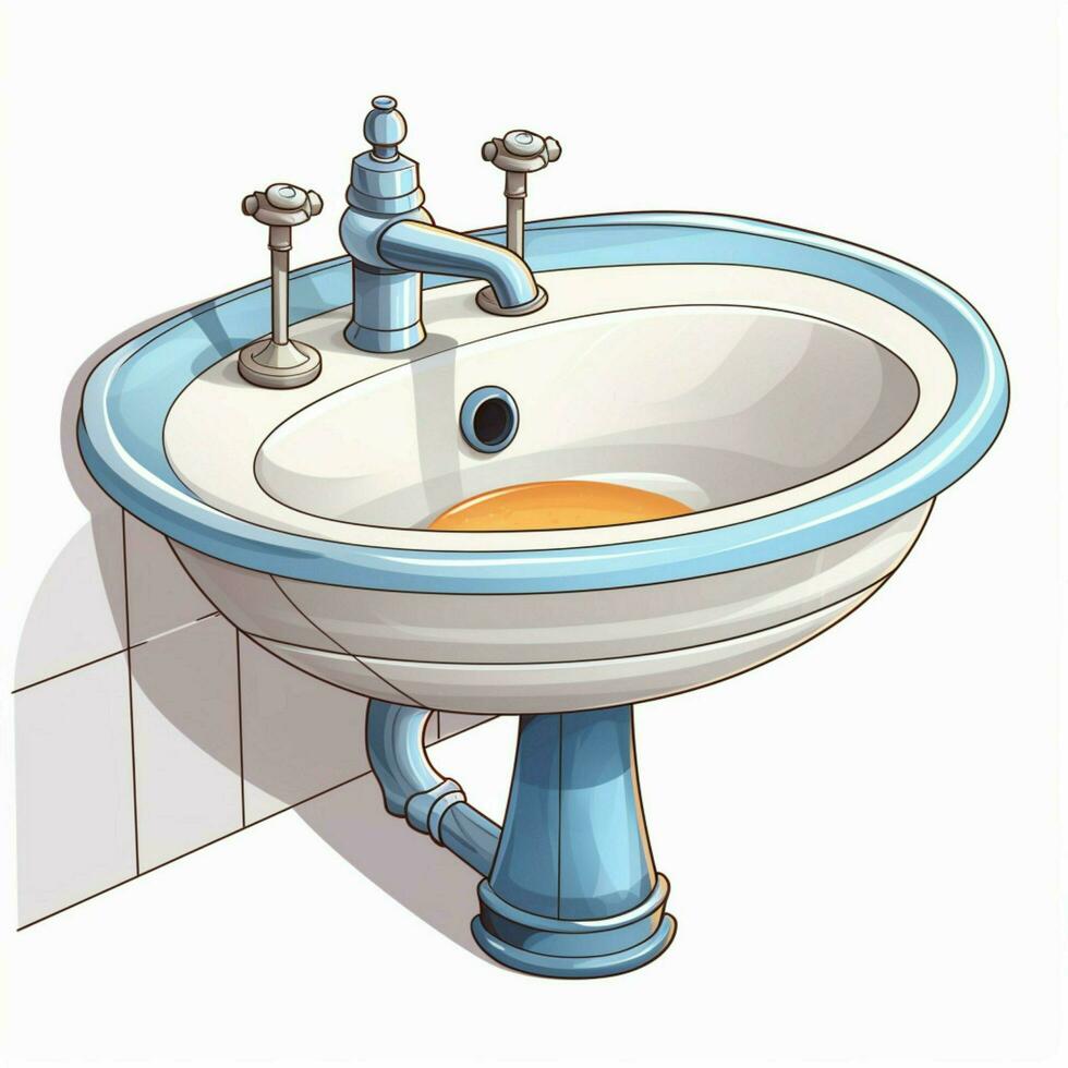 Washbasin 2d cartoon illustraton on white background high photo