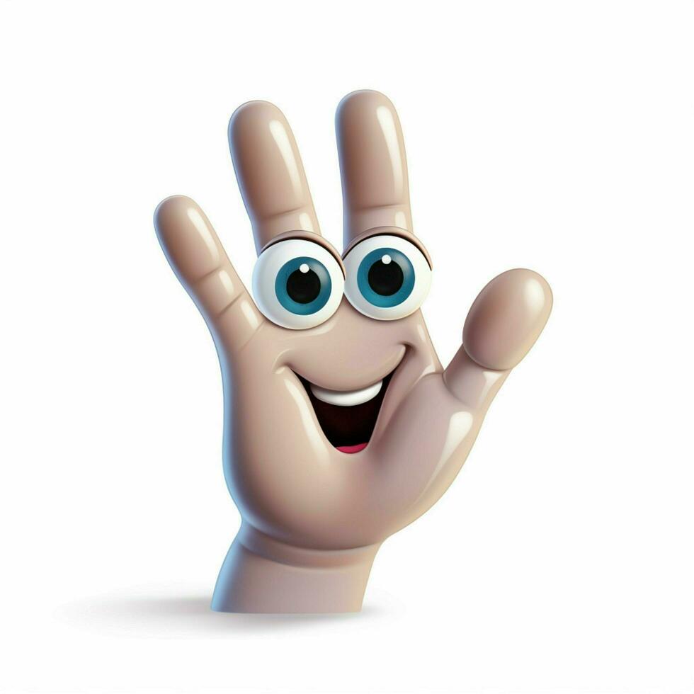 Waving Hand 2d cartoon illustraton on white background hig photo