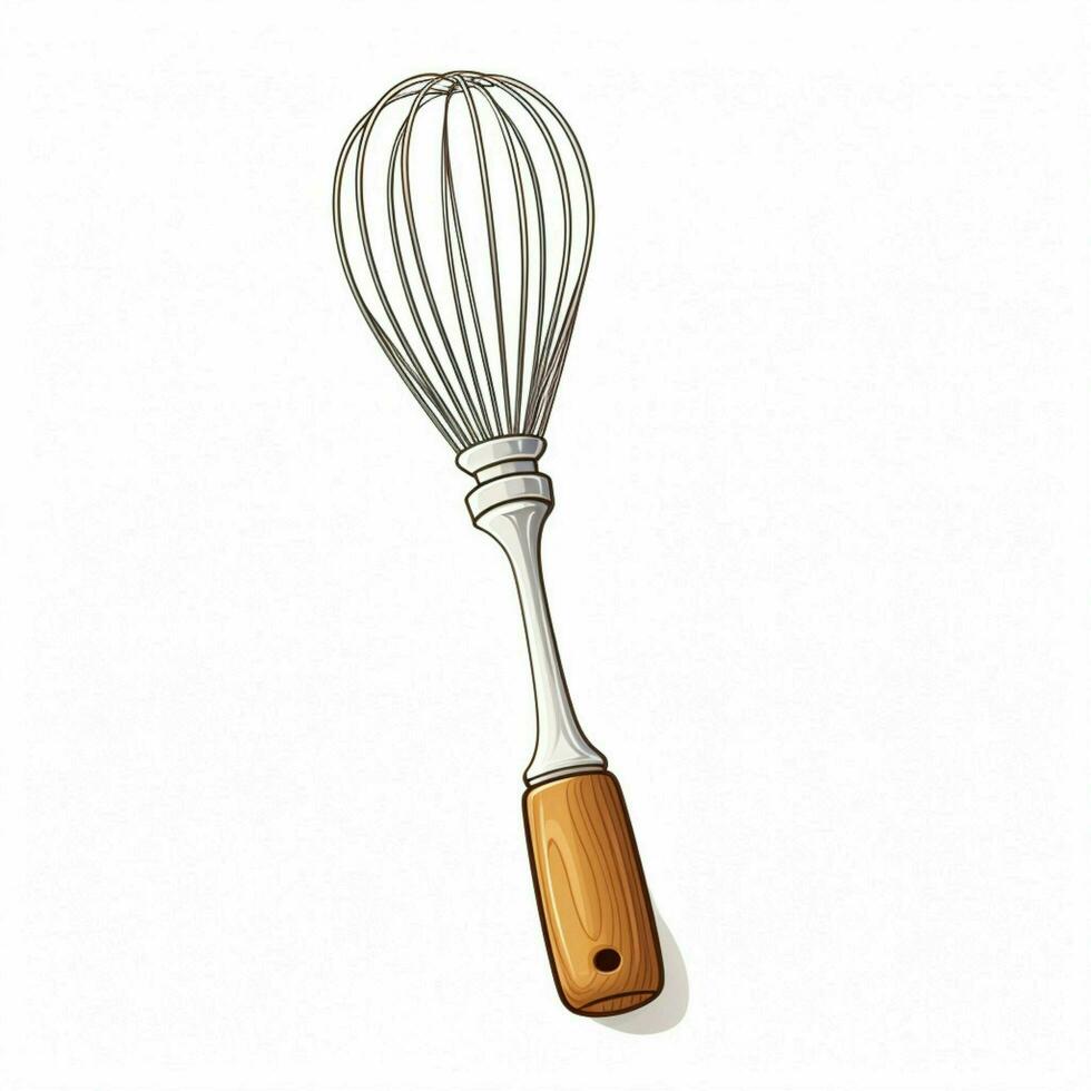 Whisk 2d cartoon illustraton on white background high qual photo