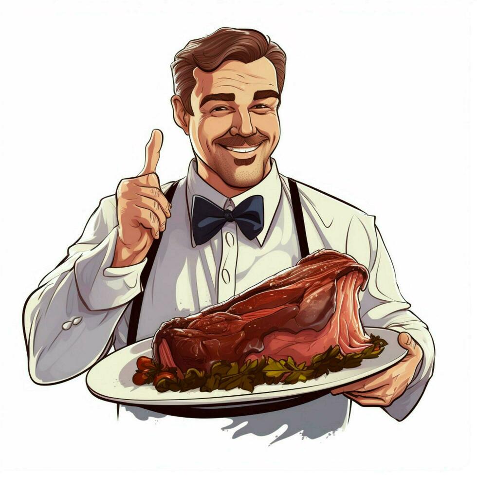 Xavier Steak 2d vector illustration cartoon in white backg photo