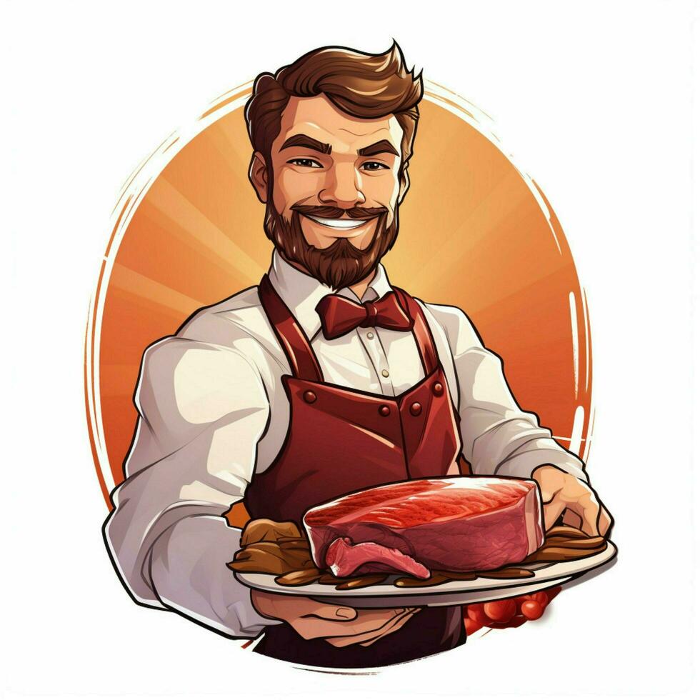 Xavier Steak 2d vector illustration cartoon in white backg photo