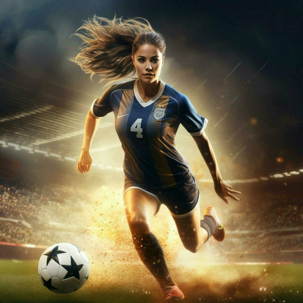 female soccer high quality 4k hdr photo