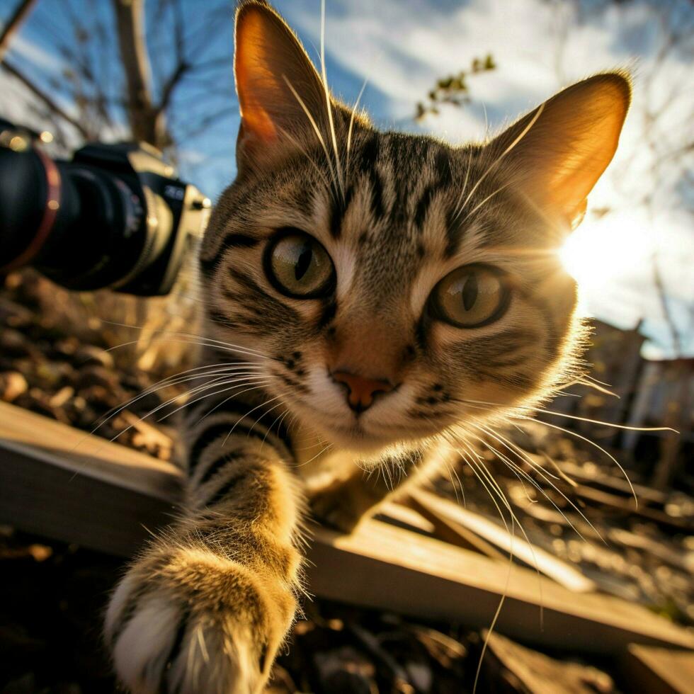 photo of Cat different camera angle full shot high quality