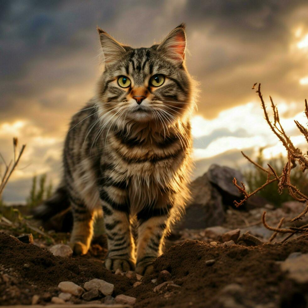 photo of Cat full shot high quality hdr 16k ultra hd wild