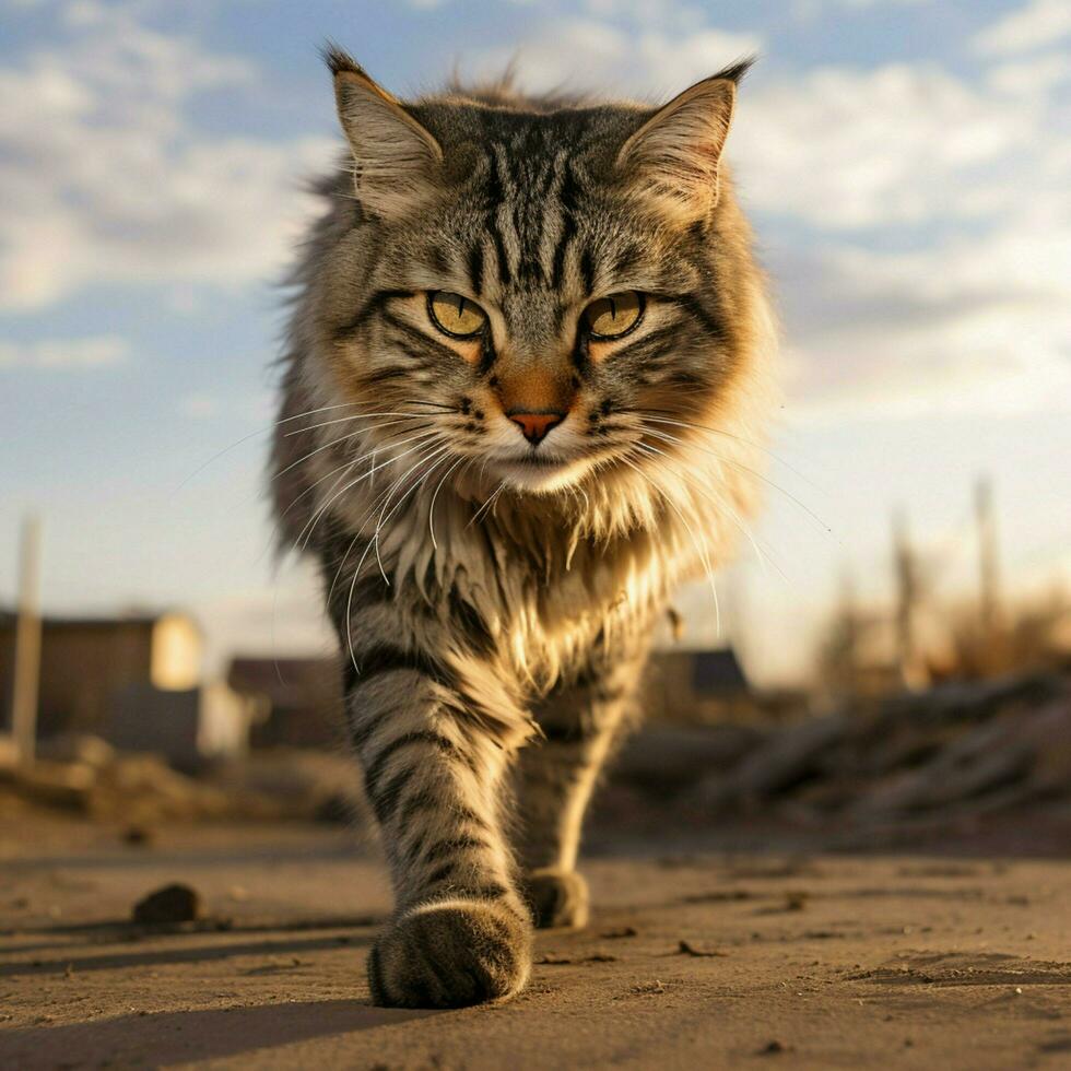 photo of Cat full shot high quality hdr 16k ultra hd wild