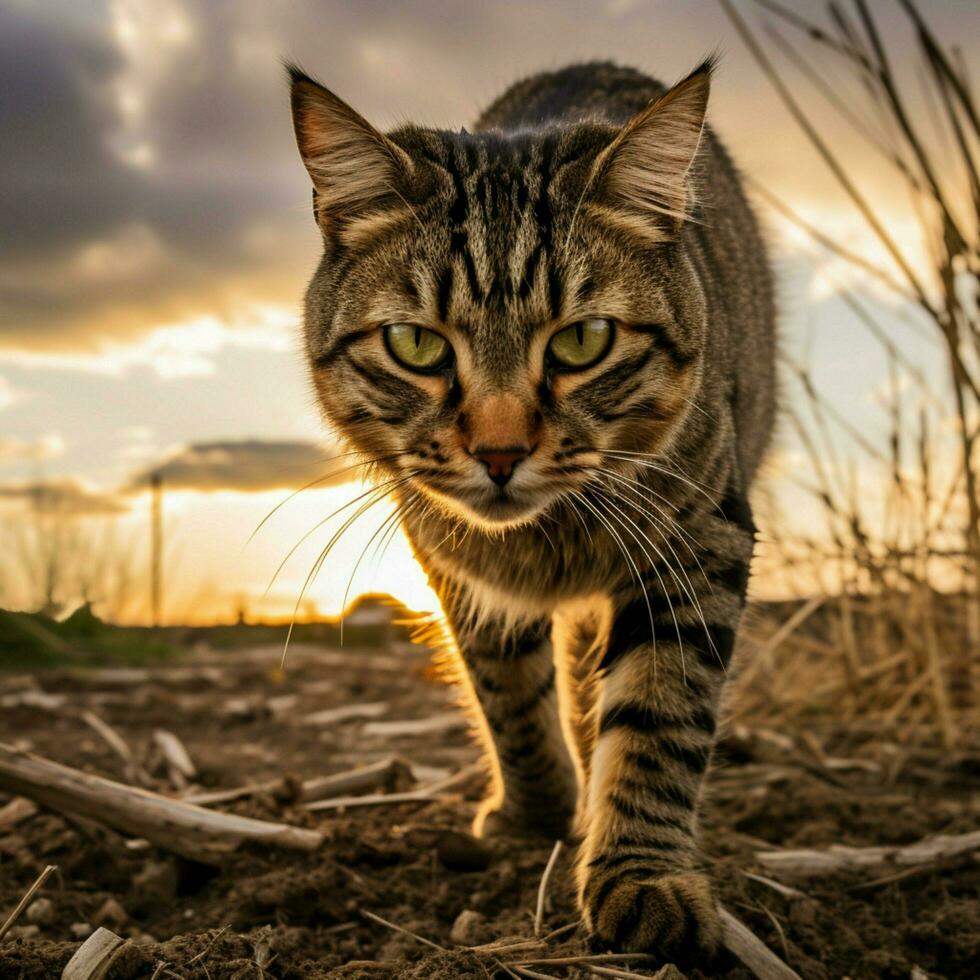 foto de gato lleno Disparo alto calidad hdr 16k ultra hd salvaje