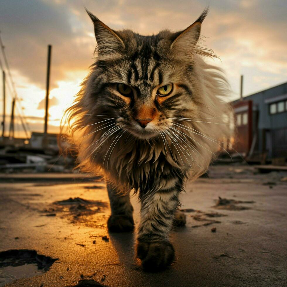 photo of Cat full shot high quality hdr 16k ultra hd wild