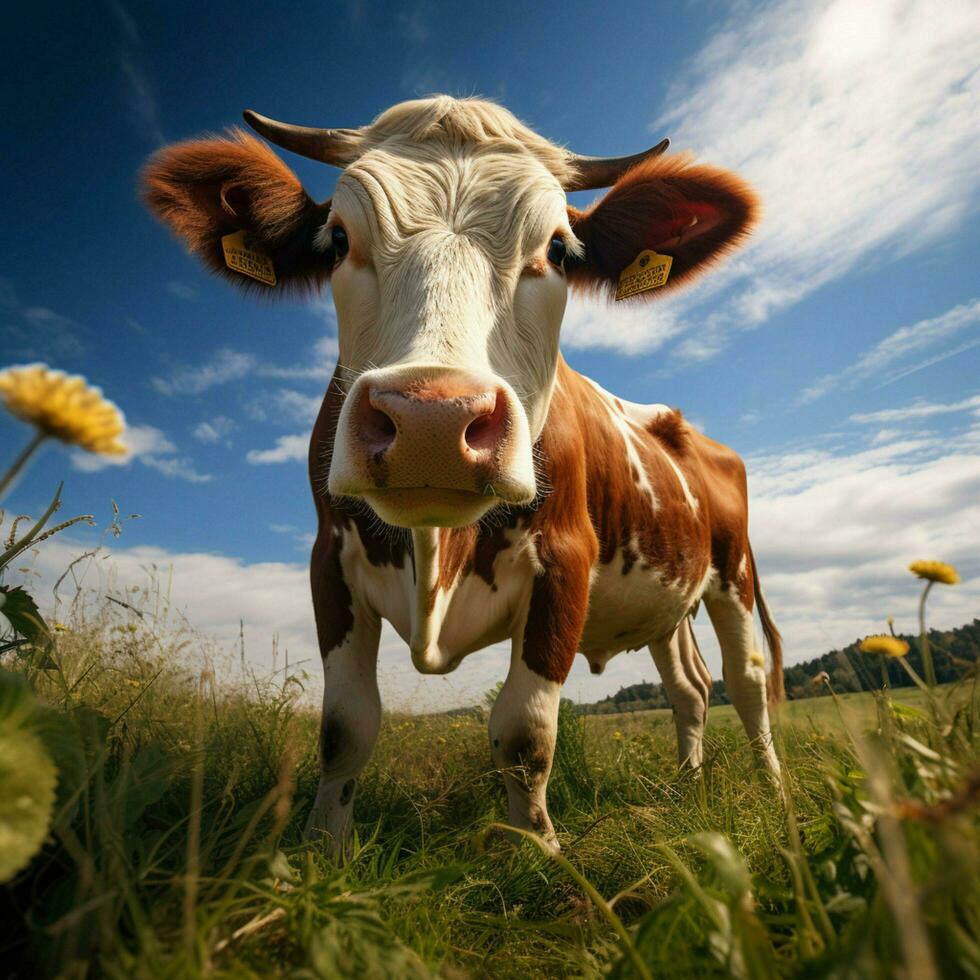 photo of Cow full shot high quality hdr 16k ultra hd