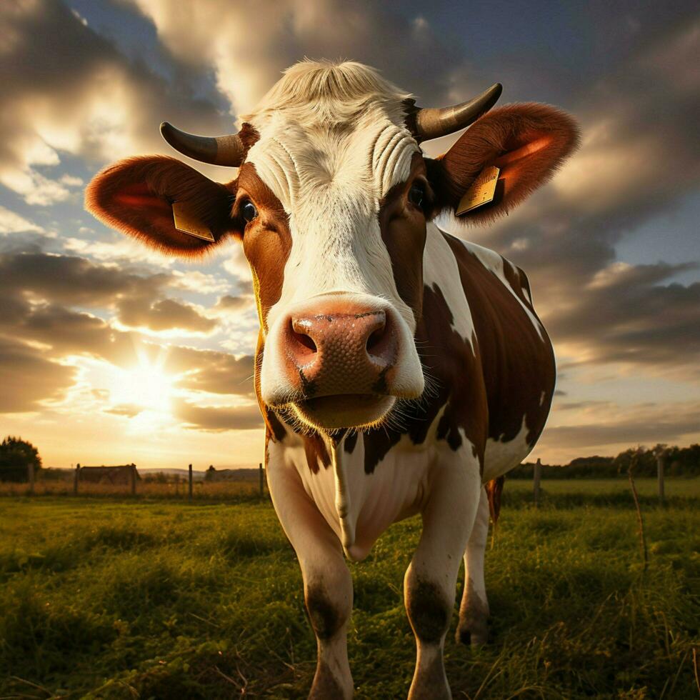 photo of Cow full shot high quality hdr 16k ultra hd