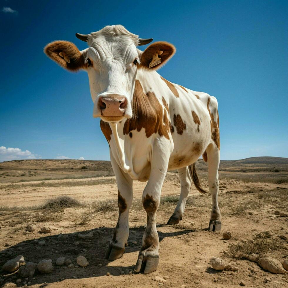 photo of Cow full shot high quality hdr 16k ultra hd wild