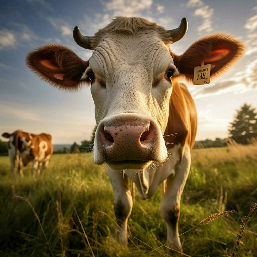 photo of Cow full shot high quality hdr 16k ultra hd wild