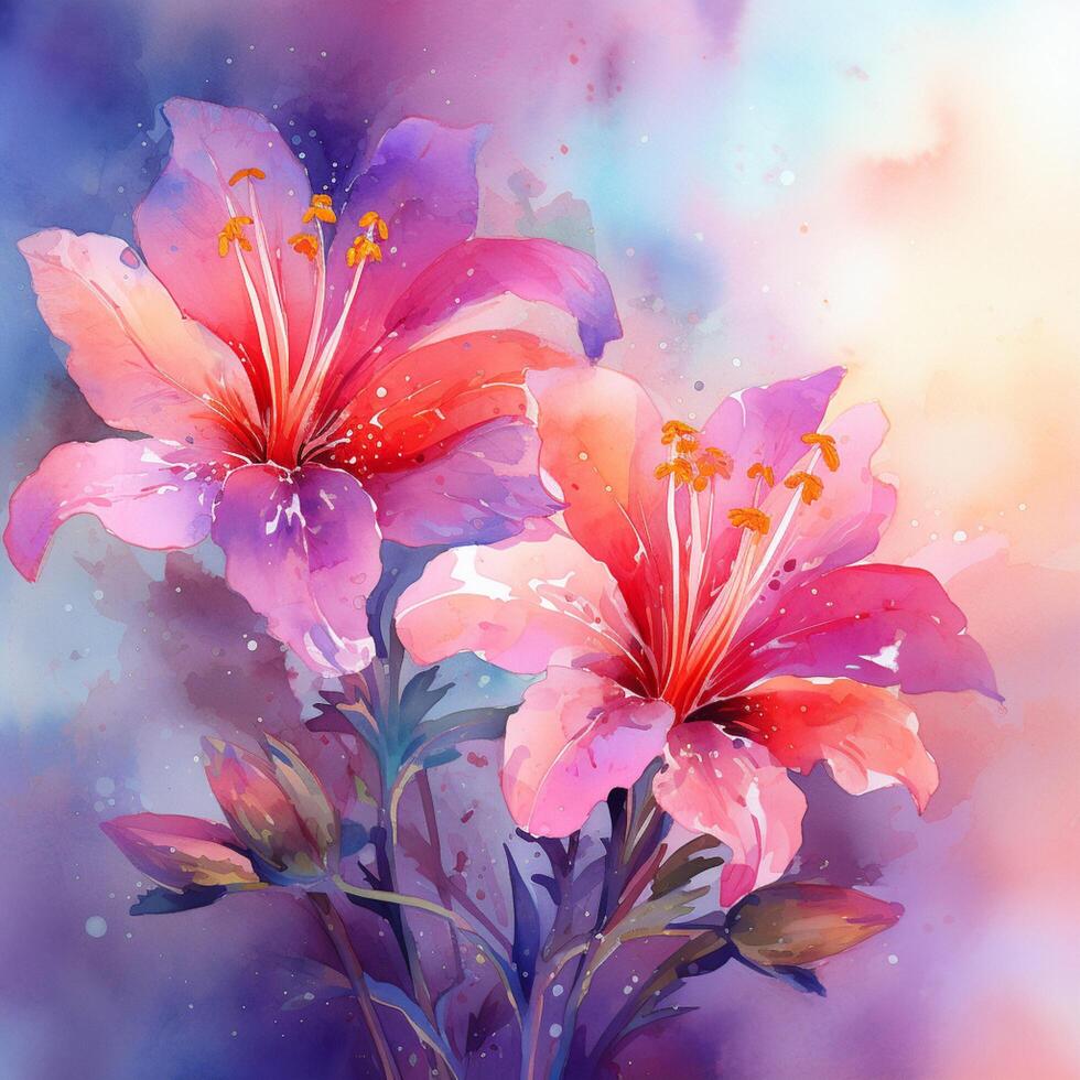 watercolor flowers high quality 4k hdr photo