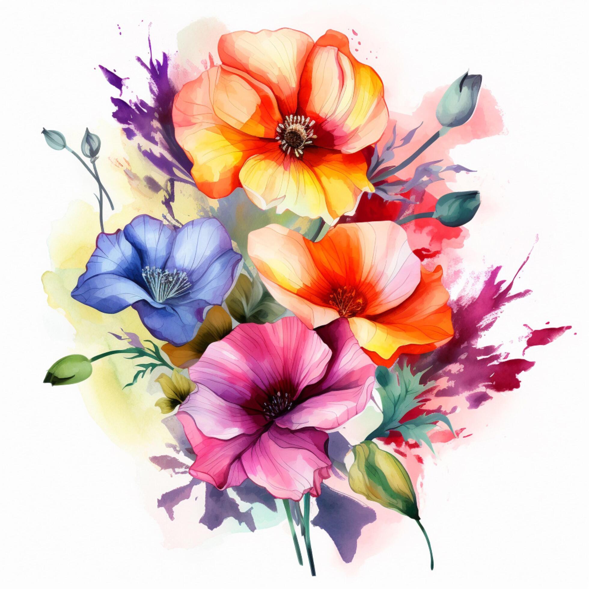 watercolor flowers high quality 4k hdr 30698744 Stock Photo at Vecteezy
