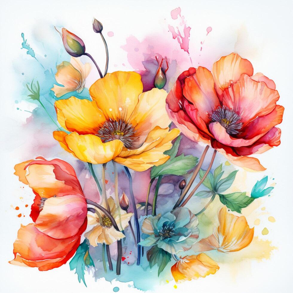 watercolor flowers high quality 4k hdr 30698750 Stock Photo at Vecteezy