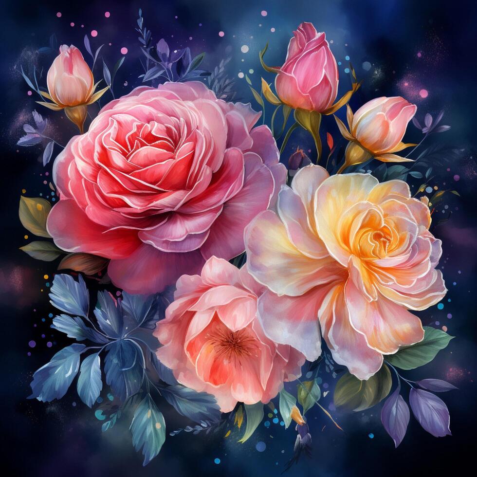 watercolor flowers high quality 4k hdr 30698751 Stock Photo at Vecteezy