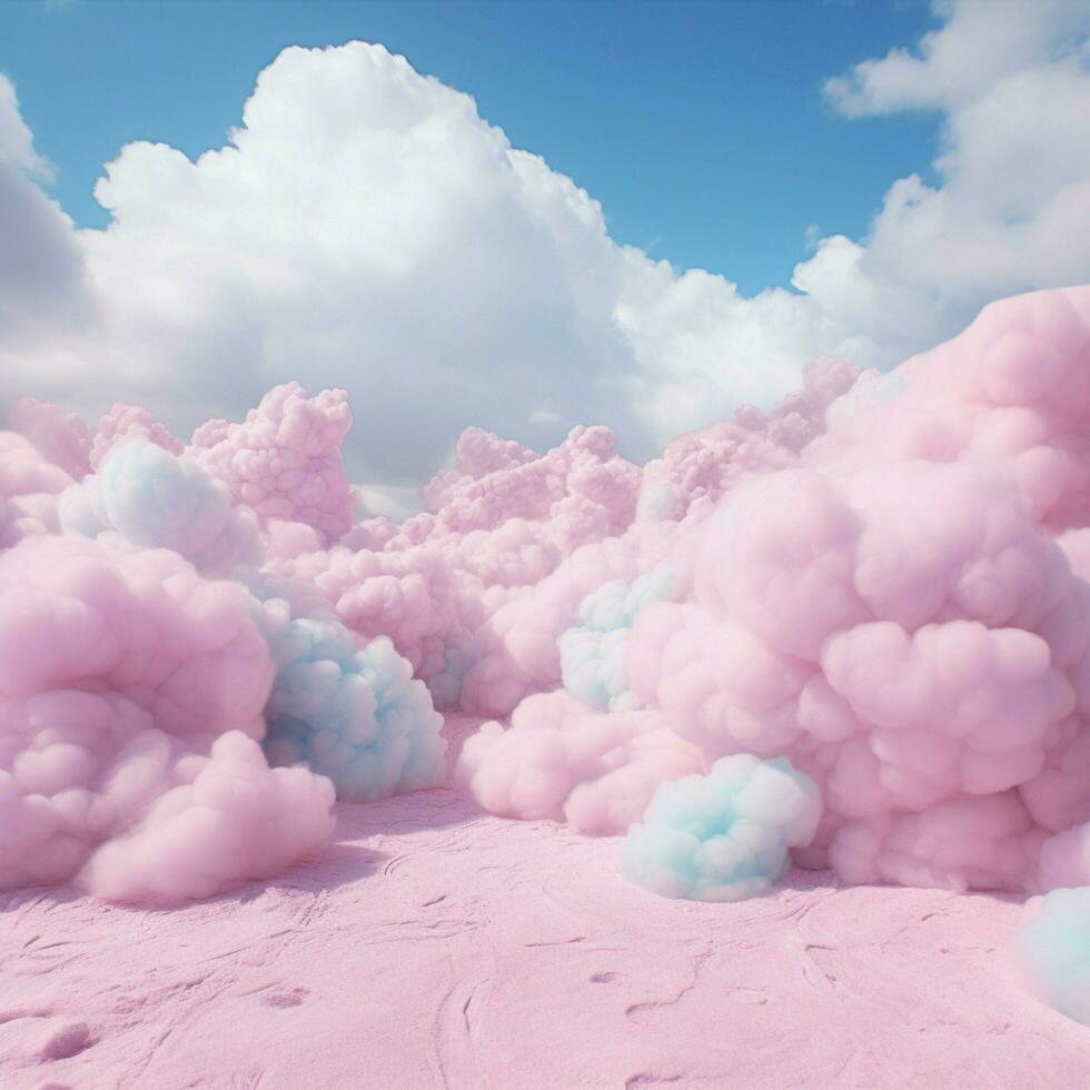 un algodón caramelo colorido antecedentes con mullido nubes foto