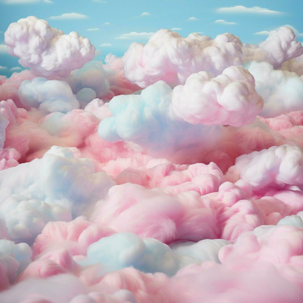 un algodón caramelo colorido antecedentes con mullido nubes foto