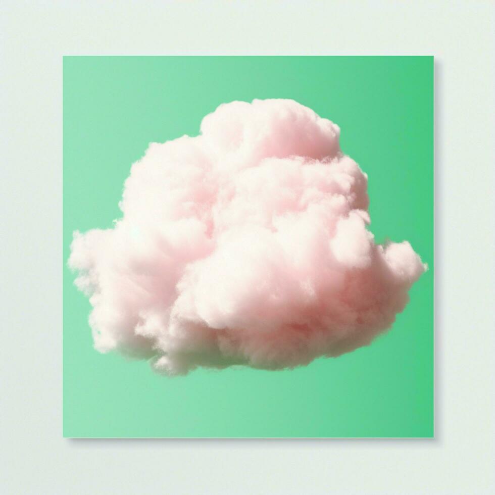 A cotton candy green background with fluffy clouds photo